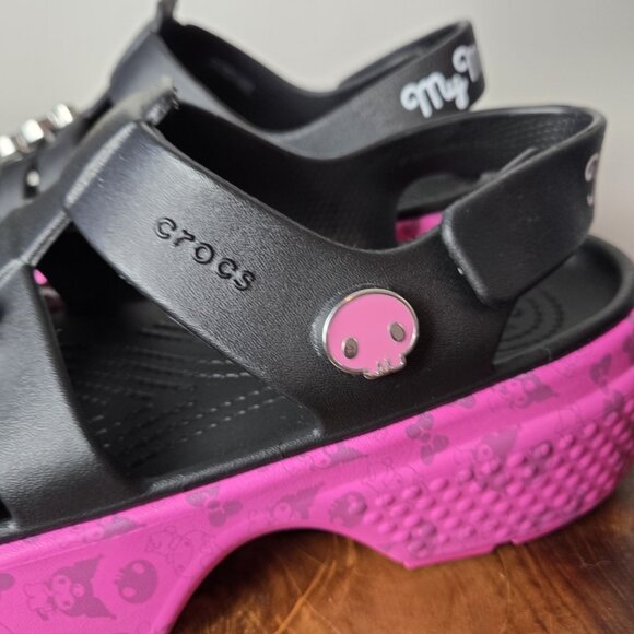Crocs x Hello Kitty Platform Stomp Sandals Womens 9 Mens 7 Melody Kuromi Black - Picture 10 of 15
